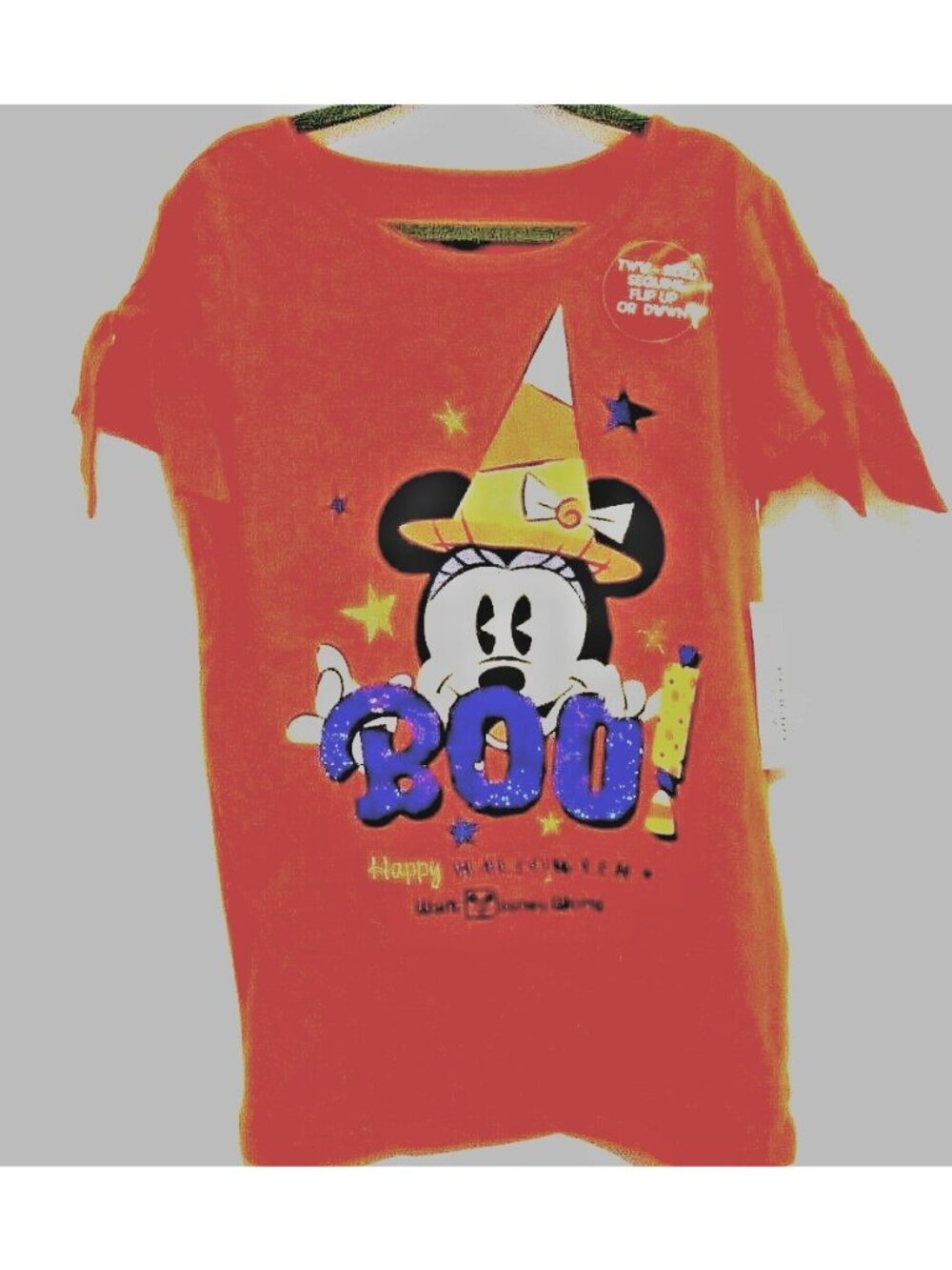Disney Parks Shirt Girls Halloween Minnie Mouse Youth Size Medium Sequin M Top